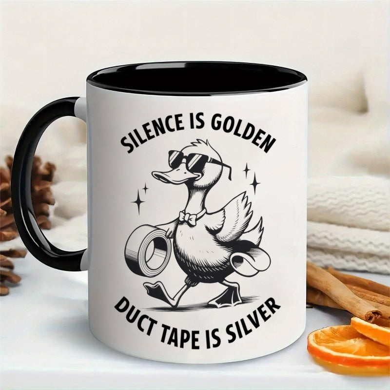 Tailorly Black Accent 11 oz Mug - dark humor dead snake tape design