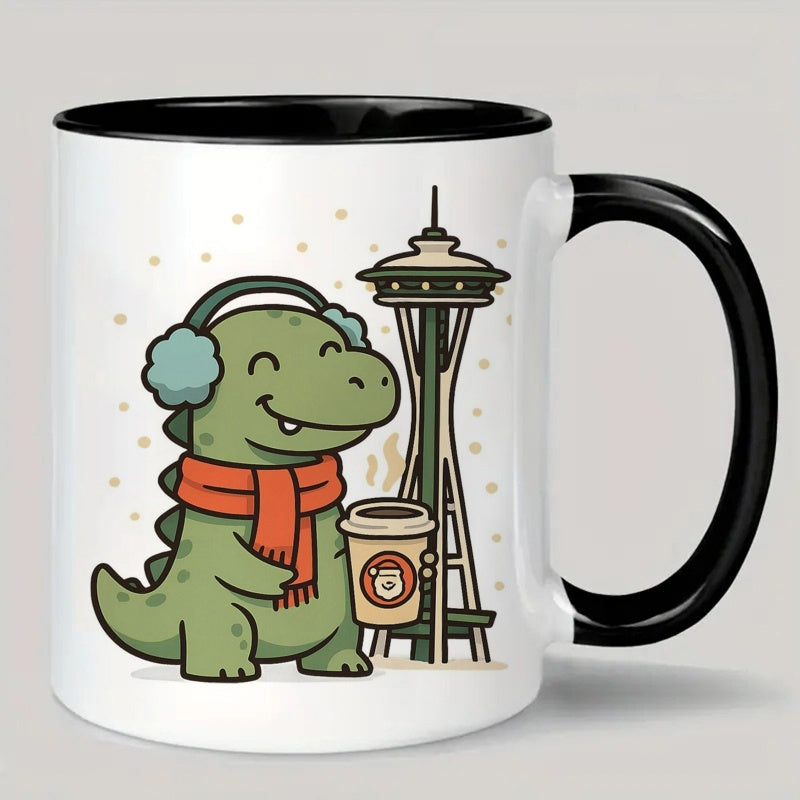 Tailorly Black Accent 11 oz Mug - seattle dinosaur rex iconic