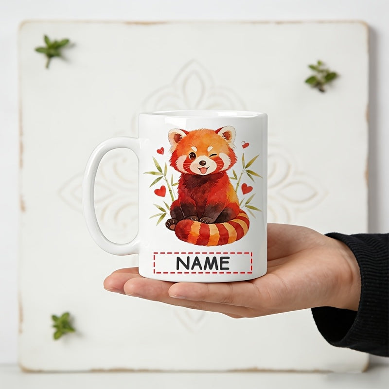 Tailorly White Ceramic 11 oz Mug - heart shaped red