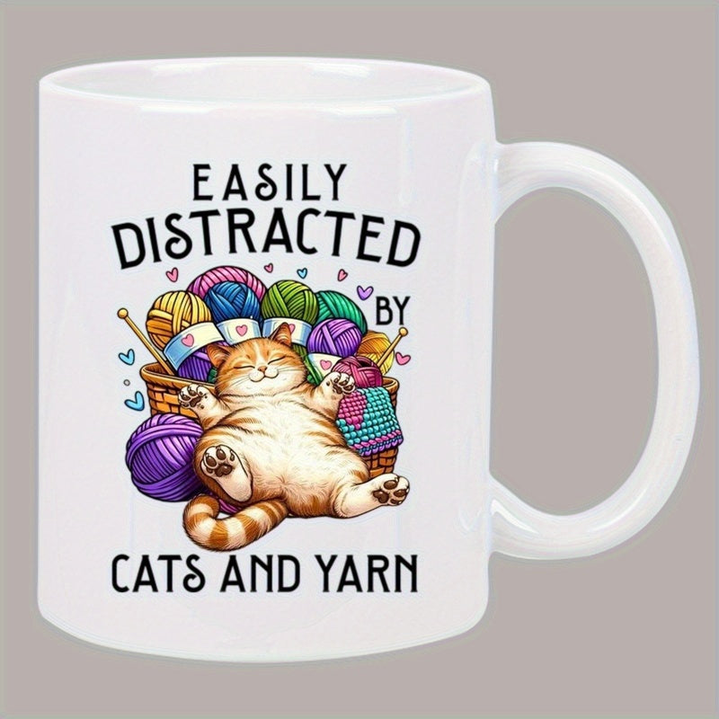 Tailorly White Ceramic 11 oz Mug - adorable cat orange