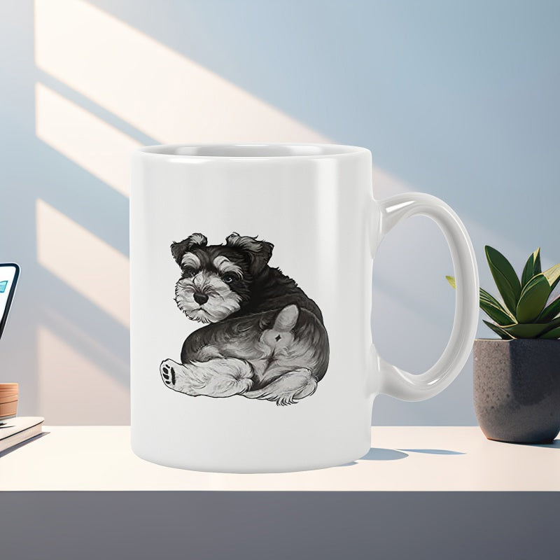 Tailorly White Ceramic 11 oz Mug - schnauzer text