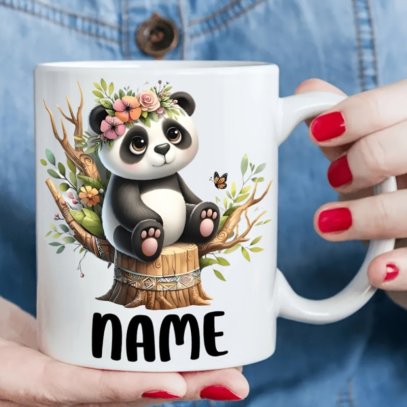 Tailorly White Ceramic 11 oz Mug - panda design