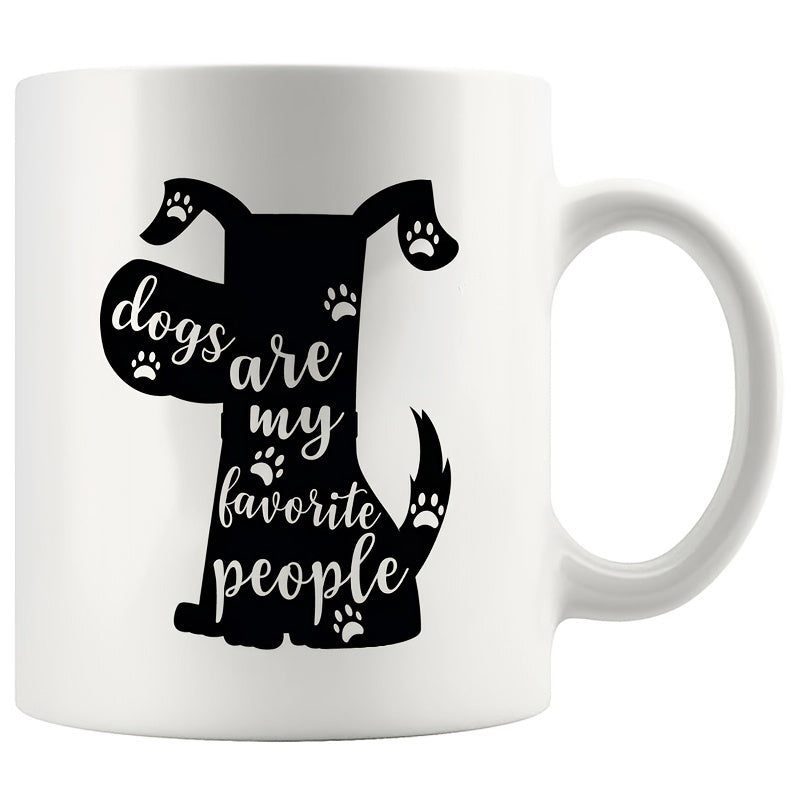 Tailorly White Ceramic 11 oz Mug - monochrome dog