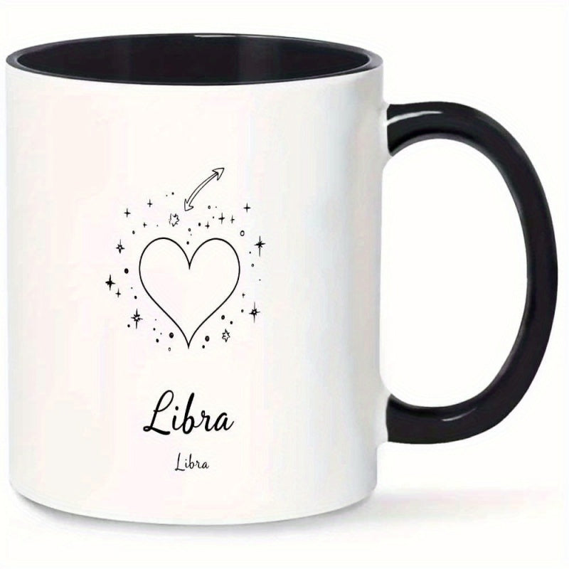 Tailorly Black Accent 11 oz Mug - heart， stars， text "libra libra"