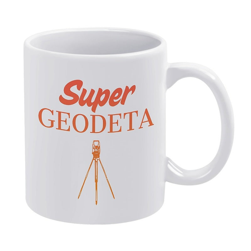 Tailorly White Ceramic 11 oz Mug - whimsical kitchenware super geodeta humorous cup 11 oz ceramic drinkware the office home weddings christmas