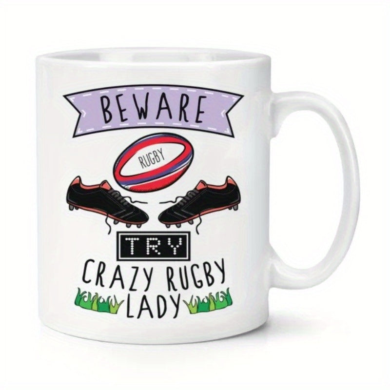 Tailorly White Ceramic 11 oz Mug - beware of crazy ladies fall coffee text