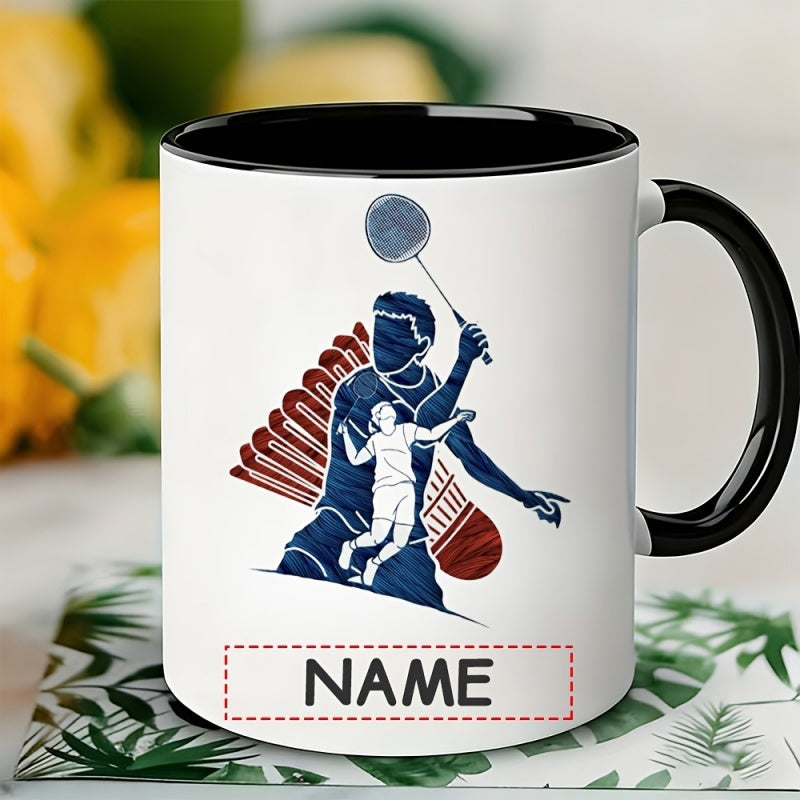Tailorly Black Accent 11 oz Mug - parent badminton silhouette