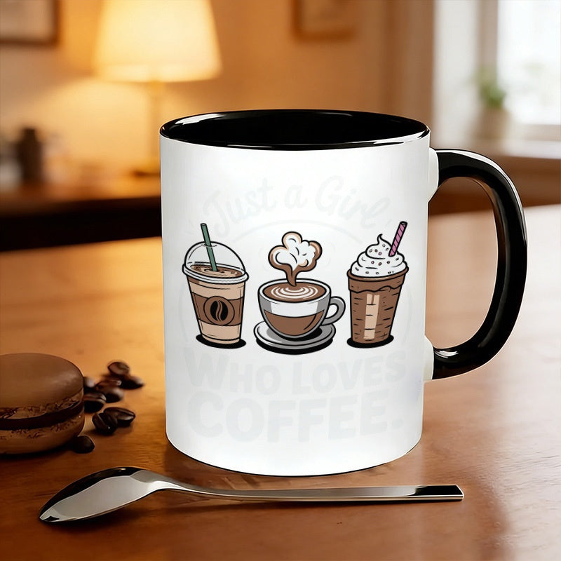 Tailorly Black Accent 11 oz Mug - 1pc office kitchenware 11oz ceramic coffee mug black handle hand wash only double sided print reusable perfect gift