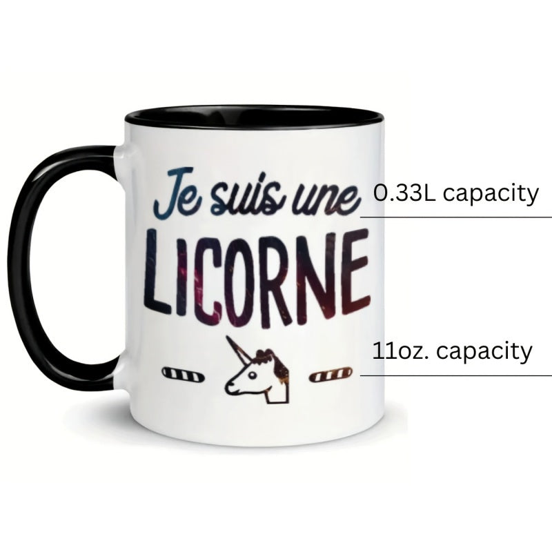 Tailorly Black Accent 11 oz Mug - unicorn text