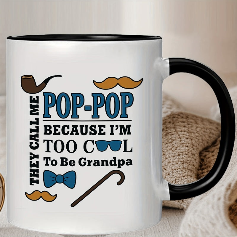 Tailorly Black Accent 11 oz Mug - funny grandpa themed design with "im to be grandpa" text and mustache