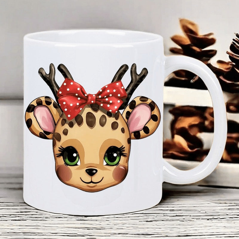 Tailorly White Ceramic 11 oz Mug - christmas reindeer