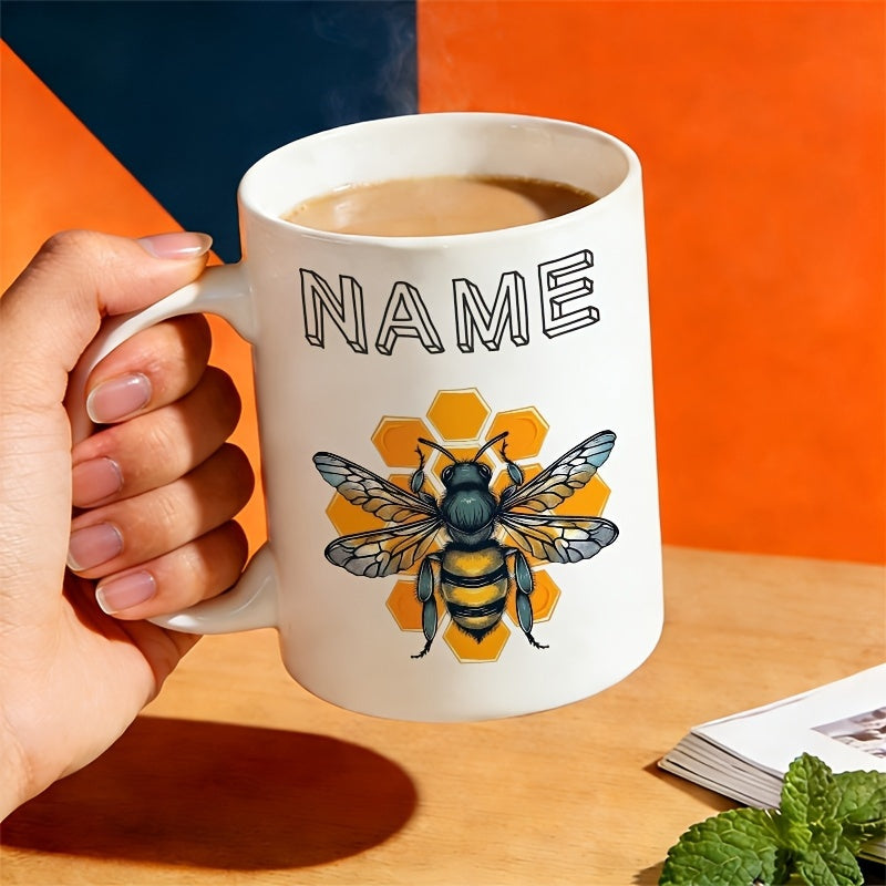 Tailorly White Ceramic 11 oz Mug - vintage honeycomb bee