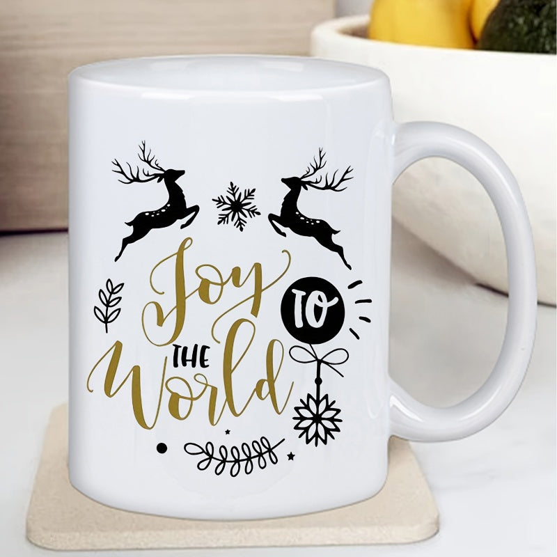 Tailorly White Ceramic 11 oz Mug - timeless joy elegant winter