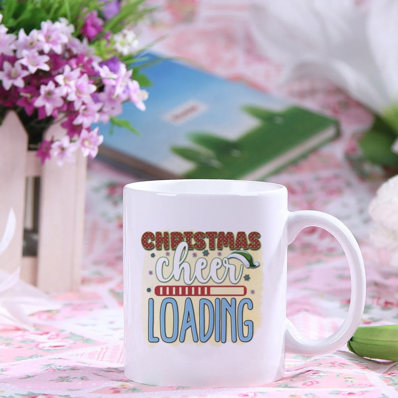 Tailorly White Ceramic 11 oz Mug - christmas cheer loading text