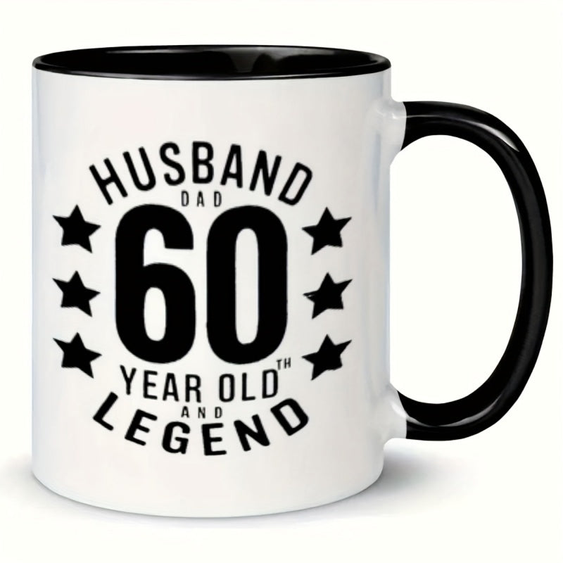 Tailorly Black Accent 11 oz Mug - label with text "husband partner name gift"