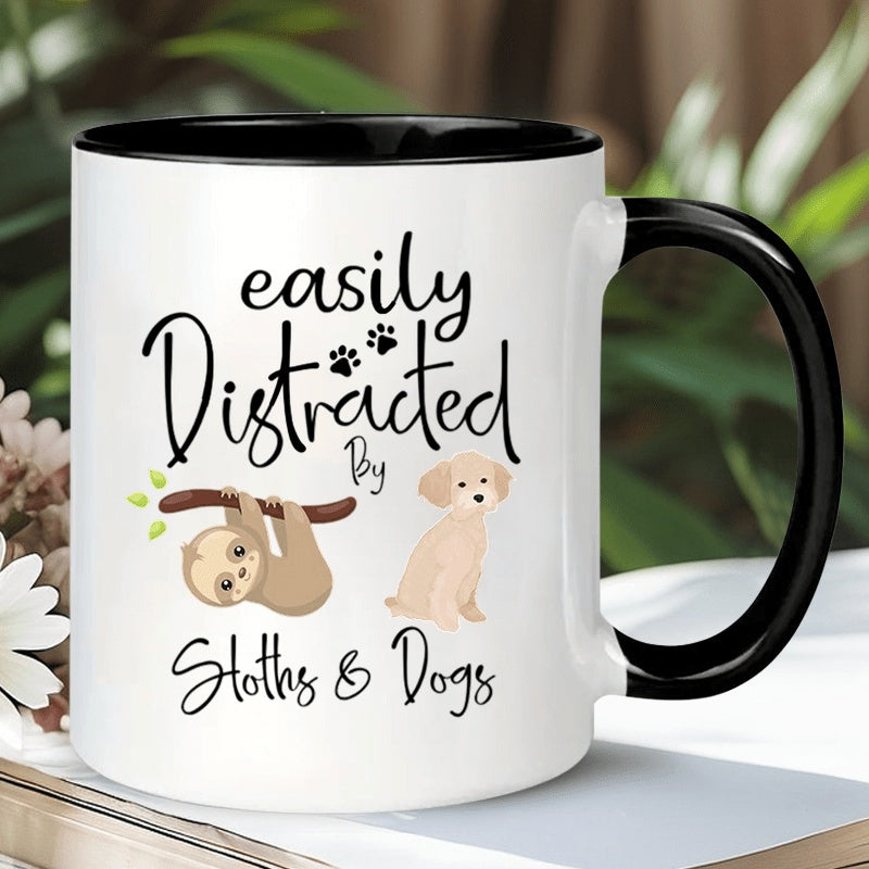 Tailorly Black Accent 11 oz Mug - dogs， golf character