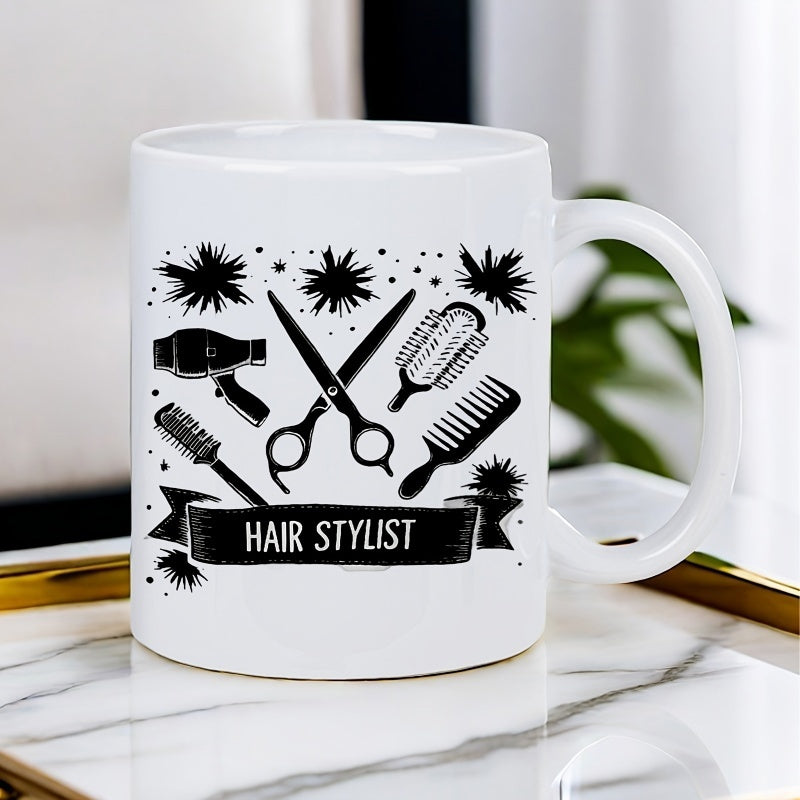 Tailorly White Ceramic 11 oz Mug - 1pc coffee travel mug espresso cups stylish hair stylist mug ceramic printed novelty mug dishwasher safe reusable hand
