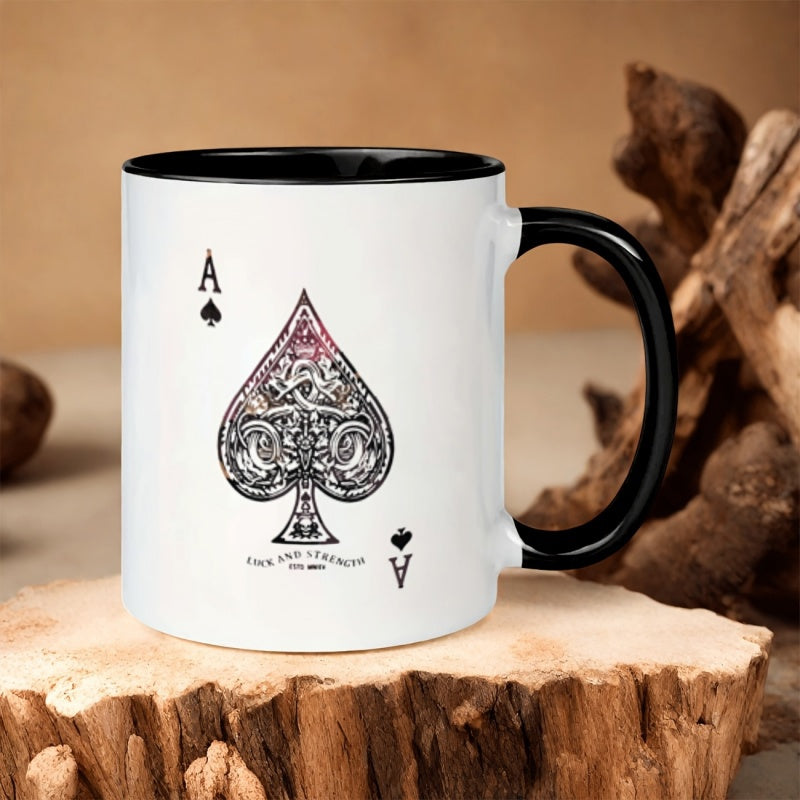 Tailorly Black Accent 11 oz Mug - ace spade card symbols