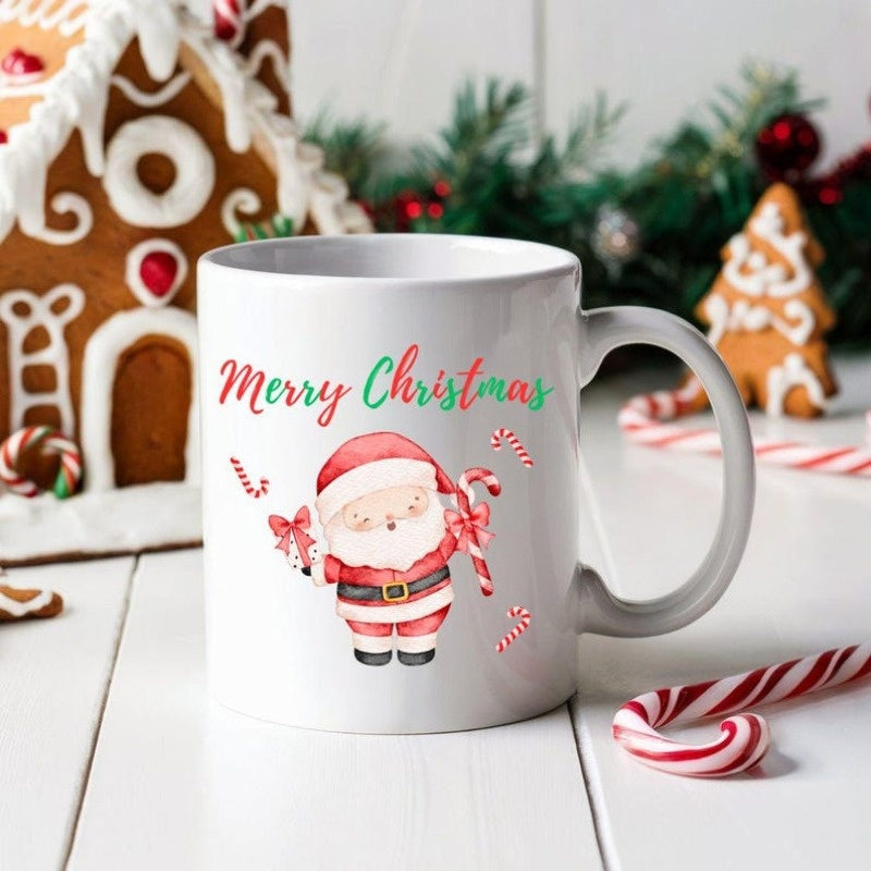 Tailorly White Ceramic 11 oz Mug - christmas santa party cup festive drinking cup secret santa present christmas gifts holiday drink