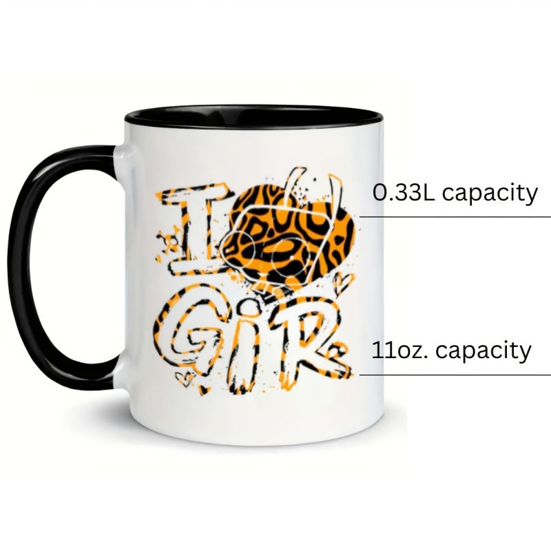 Tailorly Black Accent 11 oz Mug - zebra heart text