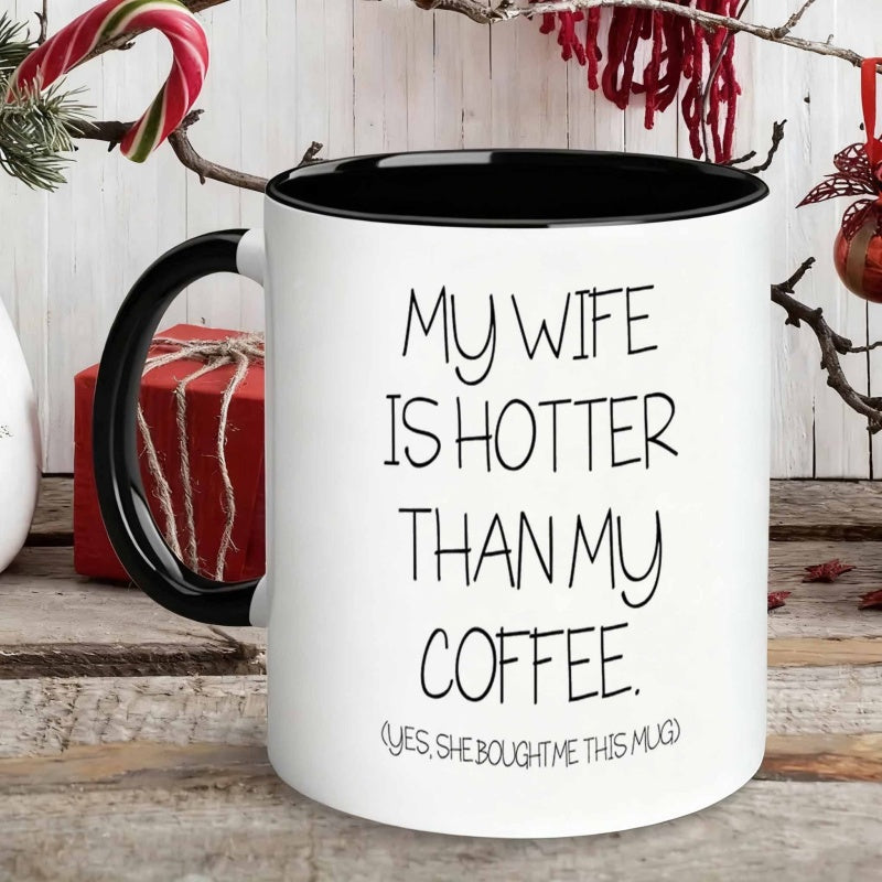 Tailorly Black Accent 11 oz Mug - 1pc ideal for golfers birthdays 11oz my wife is she me this mug ceramic mug coffee cup water cup retains heat
