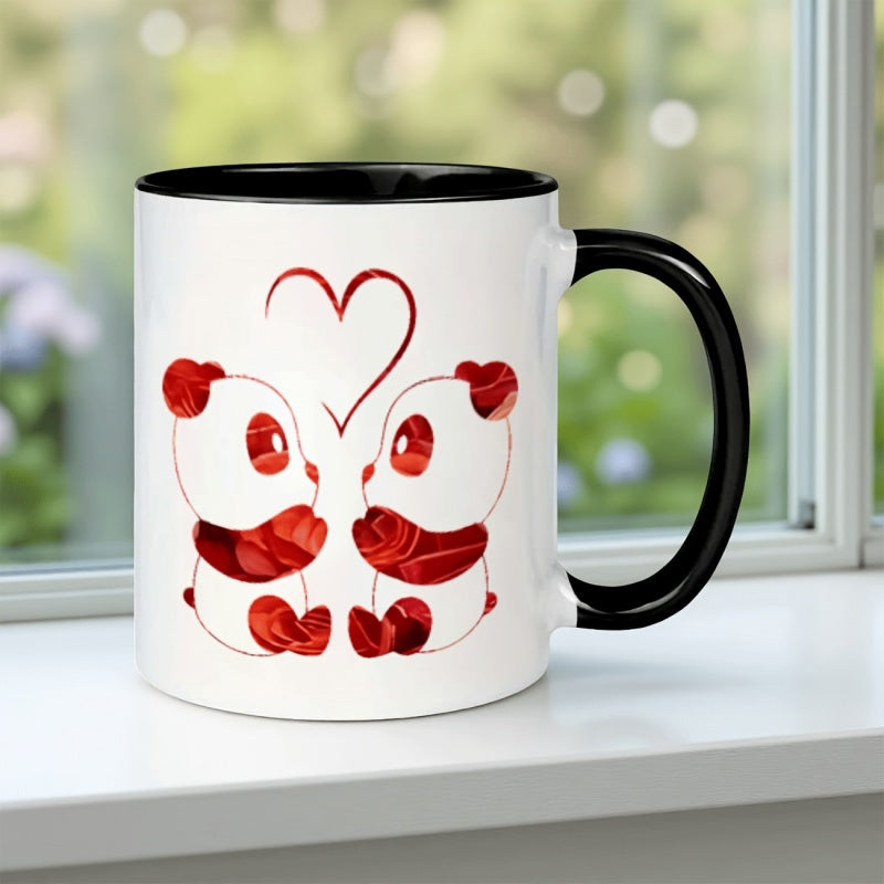 Tailorly Black Accent 11 oz Mug - 1pc cute ceramic coffee mug with adorable suitable for hot drinks 11oz chinese themed cup for women men christmas