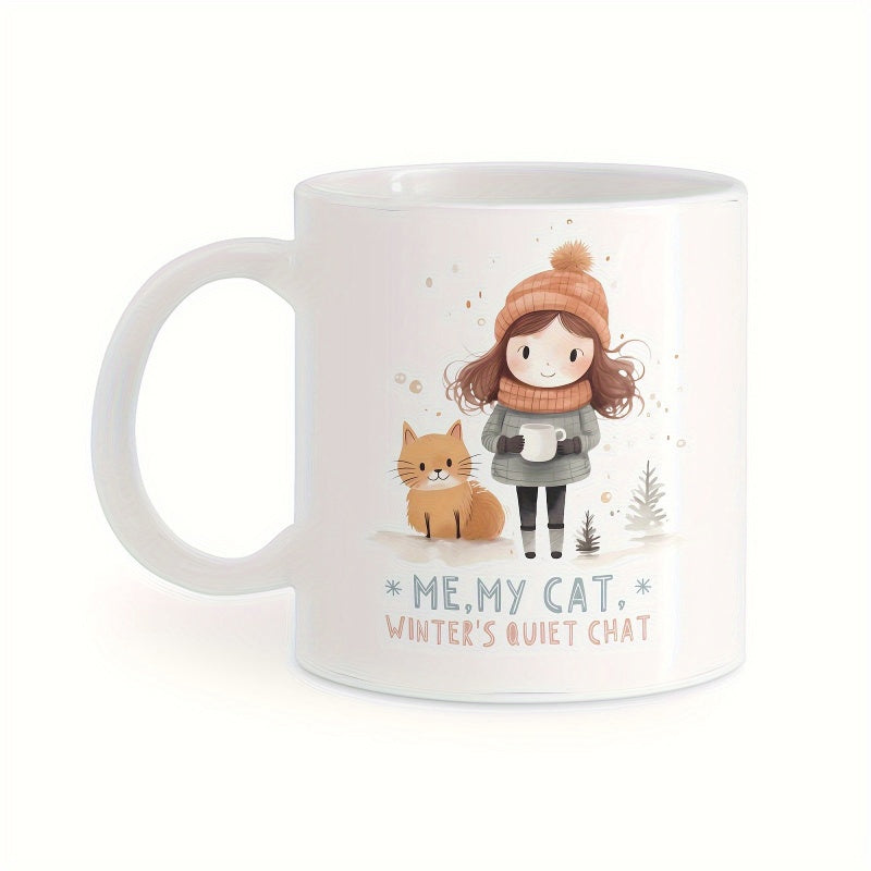 Tailorly White Ceramic 11 oz Mug - golfers birthdays christmas quiet design white with red hat scarf illustration