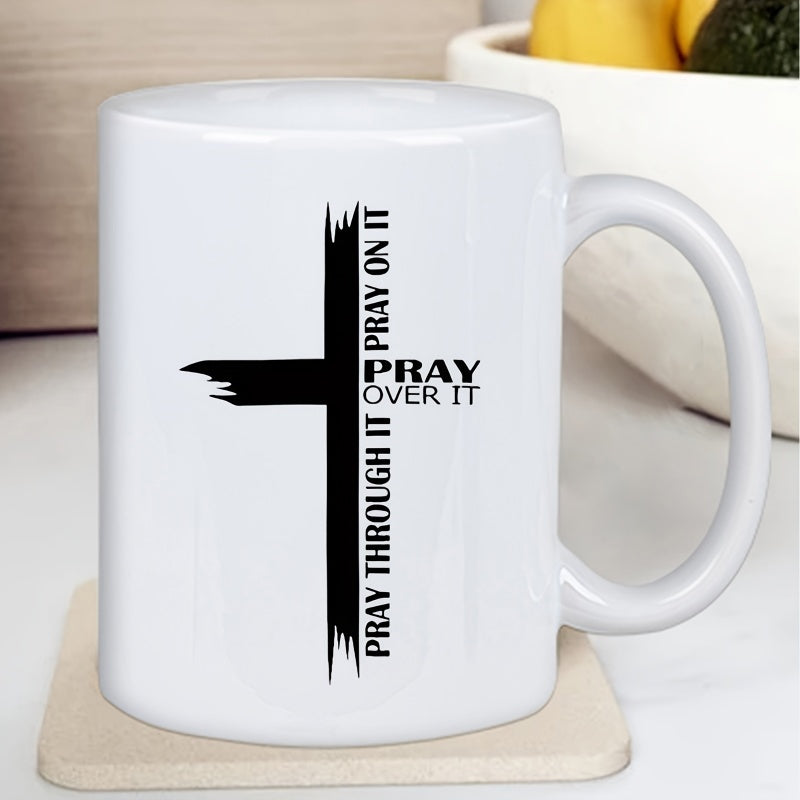 Tailorly White Ceramic 11 oz Mug - spiritual faith and focus text