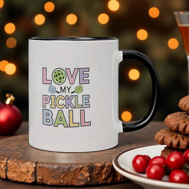 Tailorly Black Accent 11 oz Mug - 1pc home or golf 11oz love my ceramic mug reusable hot cold wash only great gift for holidays birthdays