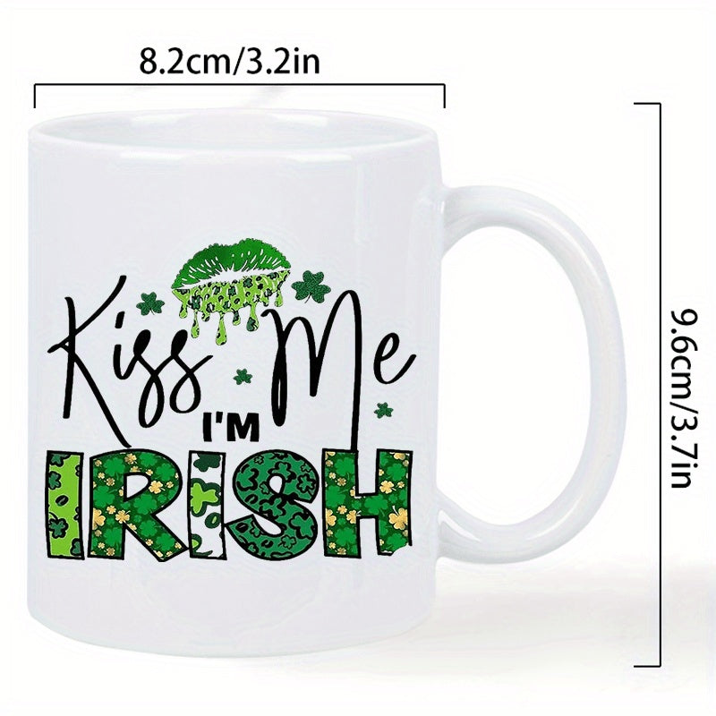 Tailorly White Ceramic 11 oz Mug - shamrock clover design