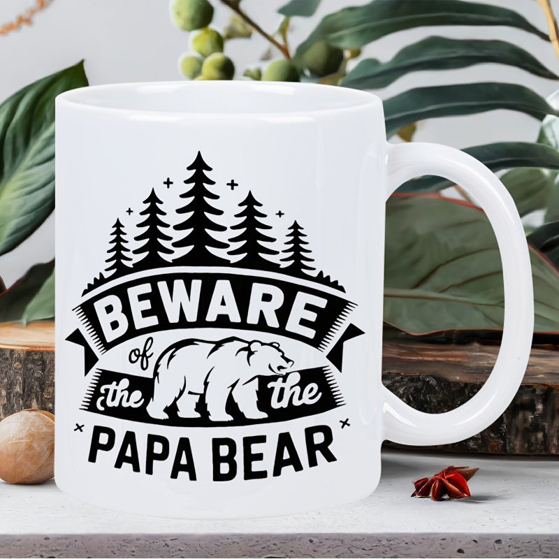 Tailorly White Ceramic 11 oz Mug - bear themed design