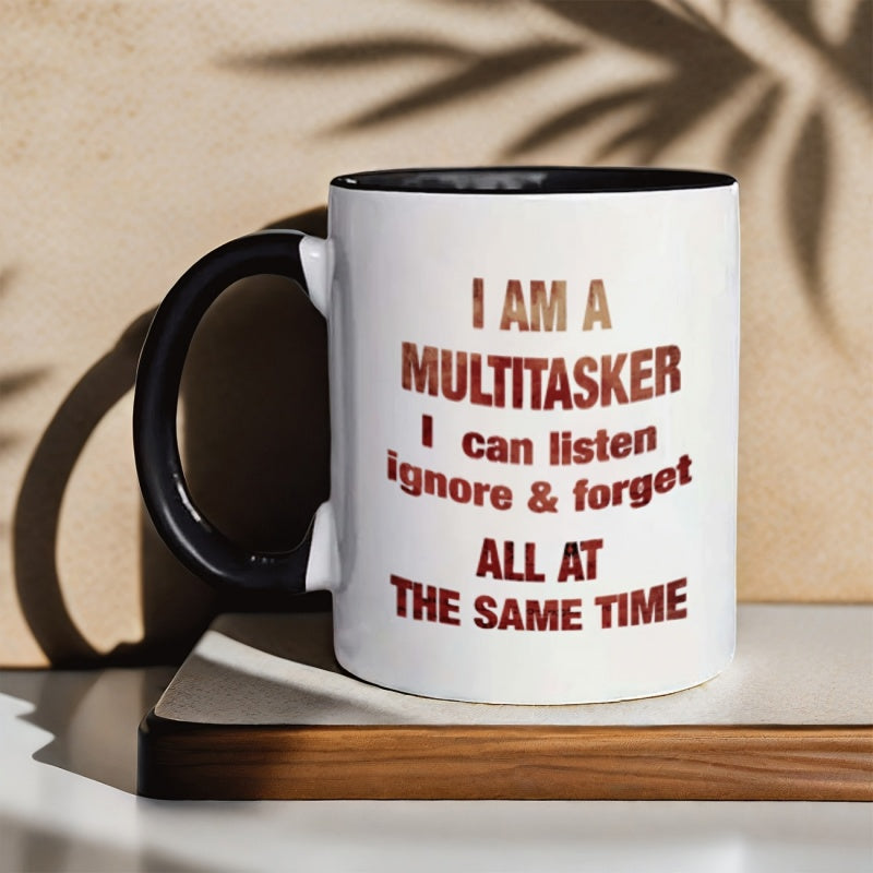 Tailorly Black Accent 11 oz Mug - humorous multitasking mug illustration