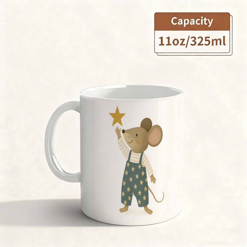Tailorly White Ceramic 11 oz Mug - mouse design