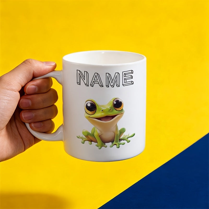 Tailorly White Ceramic 11 oz Mug - fun frog