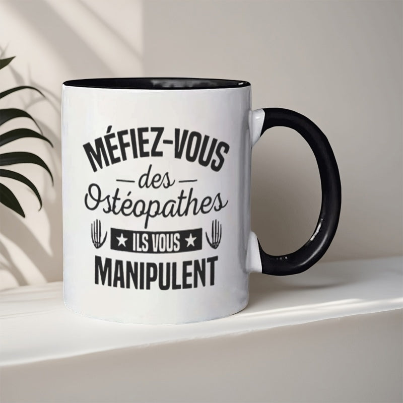 Tailorly Black Accent 11 oz Mug - 1pc ideal for the office home or golf events manipulent osteopathes mug 11 ounce ceramic mug restaurants and