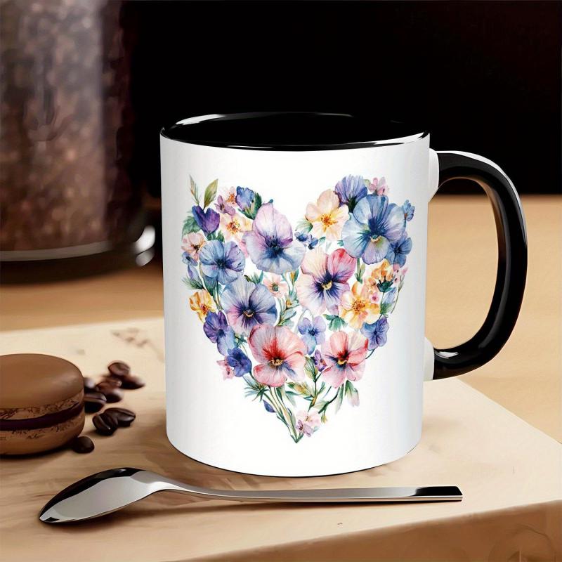 Tailorly Black Accent 11 oz Mug - 11oz Ceramic Coffee Mug with Rim & Dishwasher Suitable for Home Office Valentine s Day Gifts Birthday Presents for