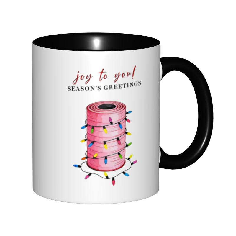 Tailorly Black Accent 11 oz Mug - rim thread spool print
