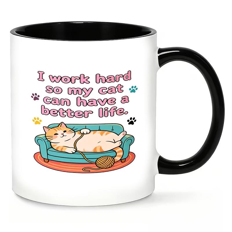 Tailorly Black Accent 11 oz Mug - Cat illustration with "Just to Give" text