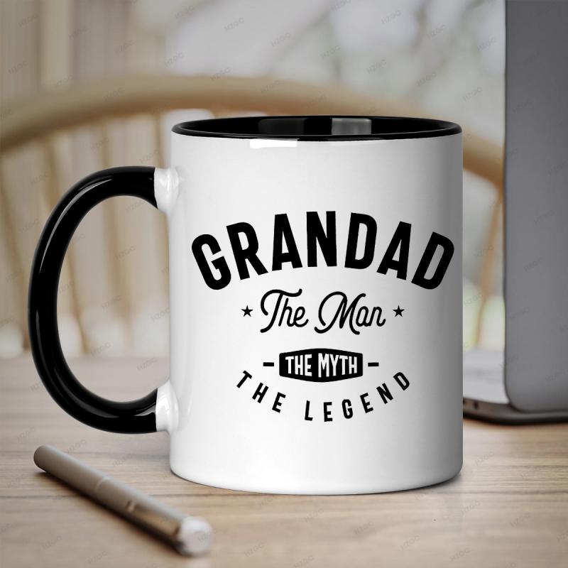 Tailorly Black Accent 11 oz Mug - Grandad The Man The Legend text