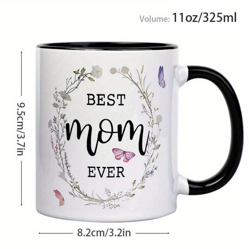 Tailorly Black Accent 11 oz Mug - Floral Watercolor Wreath