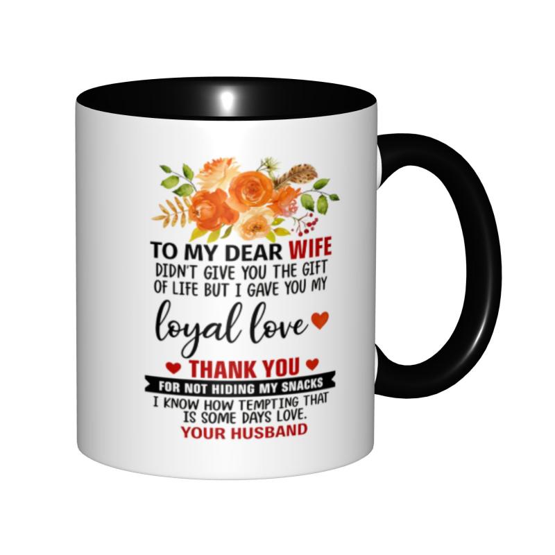 Tailorly Black Accent 11 oz Mug - a humorous love quote for wife coffee gift