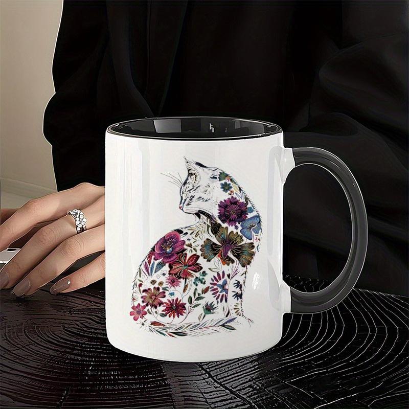 Tailorly Black Accent 11 oz Mug - Large cat and letter