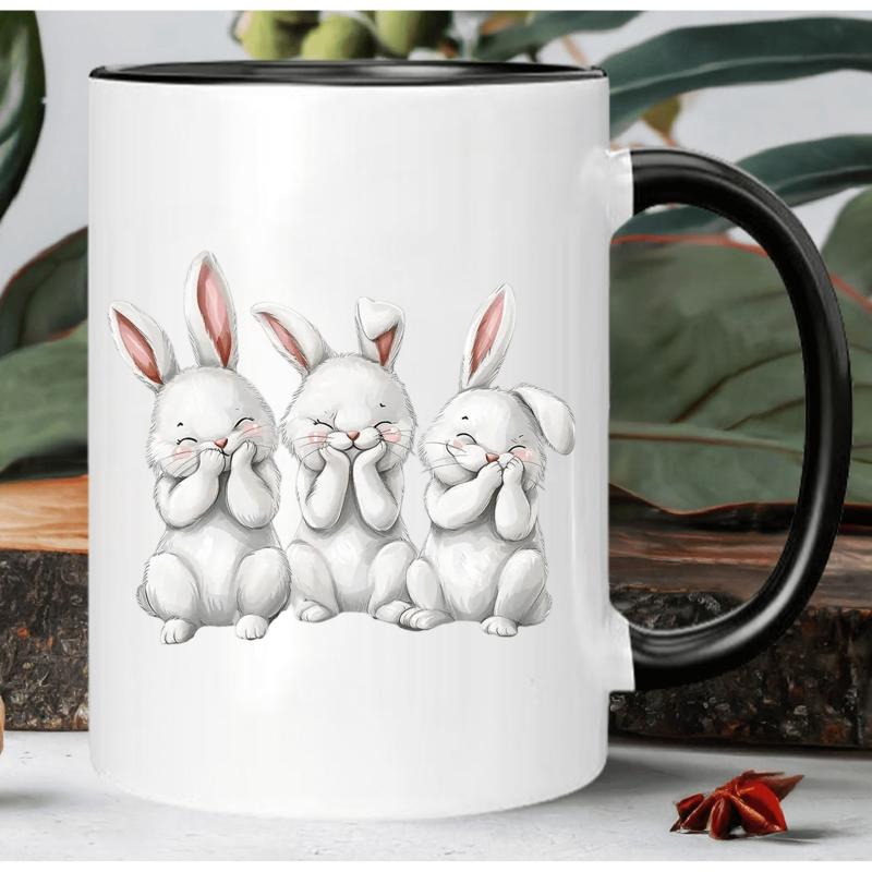 Tailorly Black Accent 11 oz Mug - Black White Rabbit