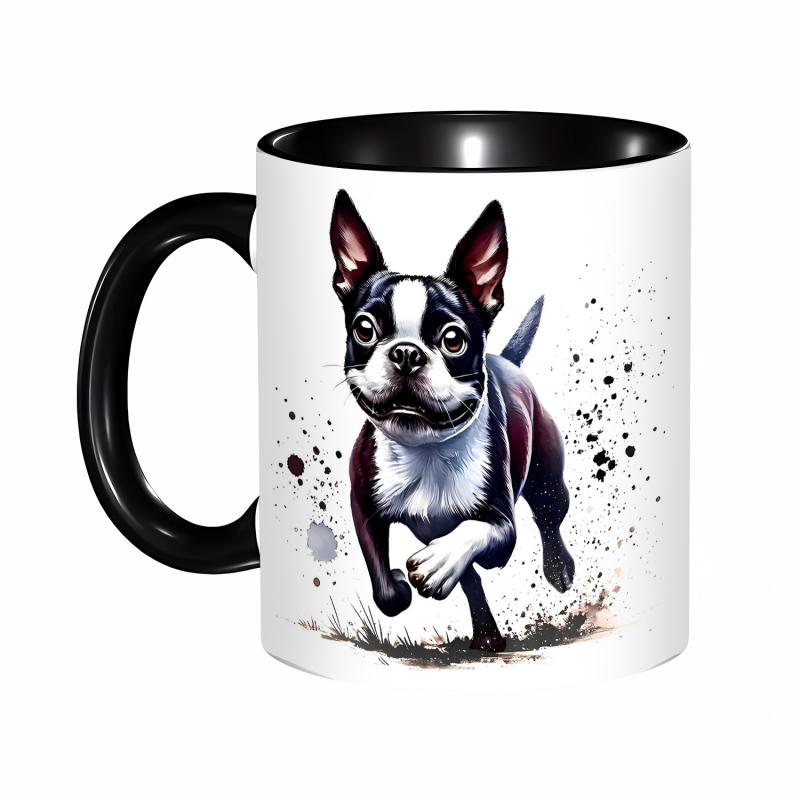 Tailorly Black Accent 11 oz Mug - Boston Terrier print