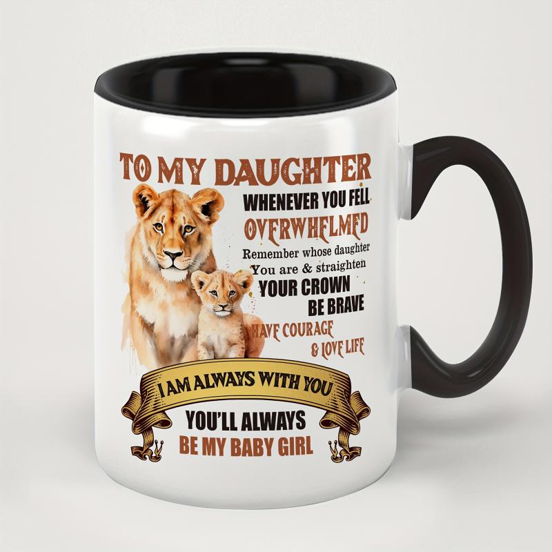 Tailorly Black Accent 11 oz Mug - 1pc Funny Ceramic Coffee Cup-Reusable 11oz 330ml Tea Cup Water Cup Suitable for Daughter Hand Wash Only Office