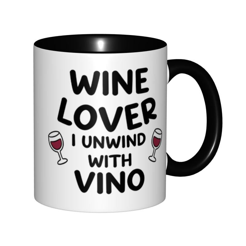 Tailorly Black Accent 11 oz Mug - vino print