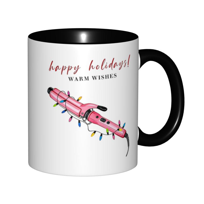 Tailorly Black Accent 11 oz Mug - curling iron print