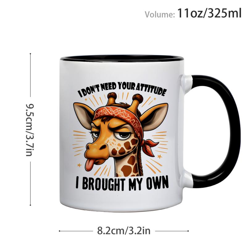 Tailorly Black Accent 11 oz Mug - Funny Giraffe & Sassy Slogan