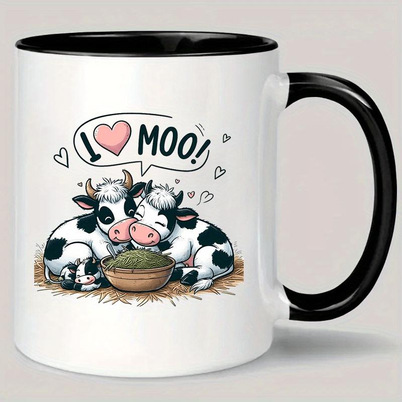 Tailorly Black Accent 11 oz Mug - Cow illustration