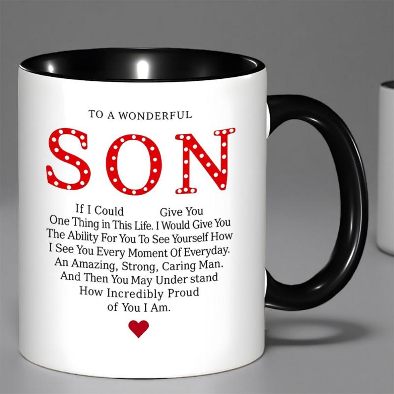 Tailorly Black Accent 11 oz Mug - SON text and a heart symbol